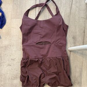 FP Movement by Free People Burgundy Athletic Skort Romper